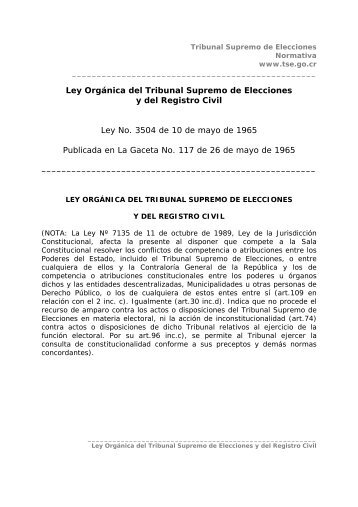 Ley OrgÃ¡nica del Tribunal Supremo de Elecciones y del Registro ...