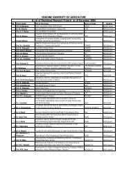 Registered Research Projects - Sokoine University of Agriculture