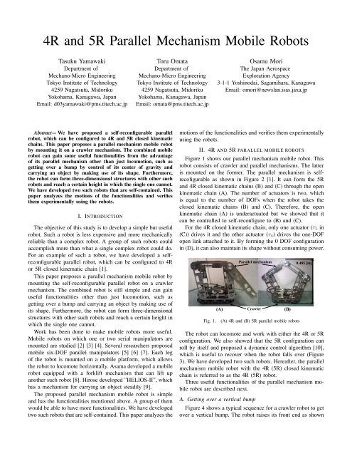 4r And 5r Parallel Mechanism Mobile Robots