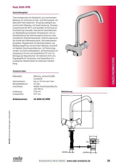 Einzelthermostate - Rada Armaturen GmbH