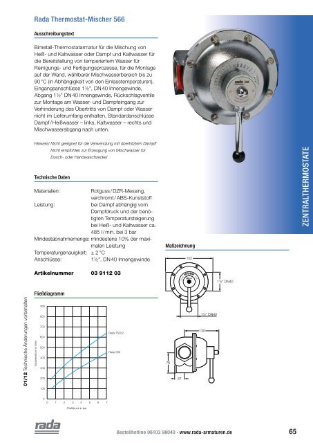 Zentralthermostate - Rada Armaturen GmbH