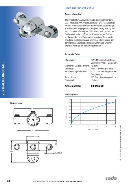 Zentralthermostate - Rada Armaturen GmbH