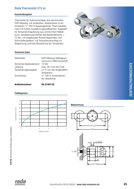 Zentralthermostate - Rada Armaturen GmbH