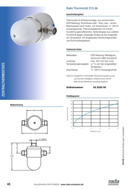 Zentralthermostate - Rada Armaturen GmbH