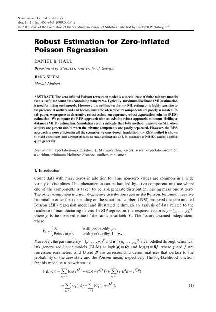 Robust Estimation for Zero-Inflated Poisson Regression - Franklin ...