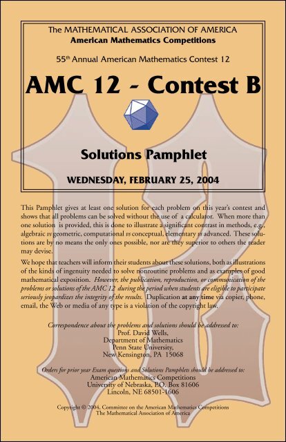 2004 AMC 12B Solutions