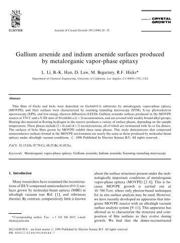 Gallium arsenide and indium arsenide surfaces produced by ...