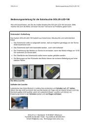 Bedienungsanleitung fÃ¼r die Solarleuchte SOLUX-LED-100