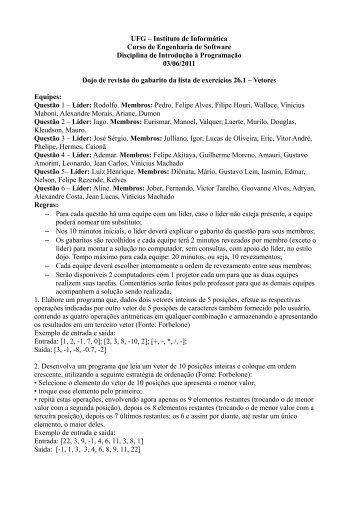 UFG – Instituto de Informática Curso de Engenharia de Software ...