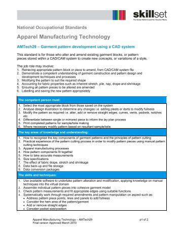 AMTech29 Garment pattern development using a CAD ... - Skillset