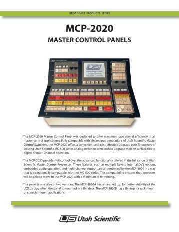 mcp-2020 master control panels - Utah Scientific
