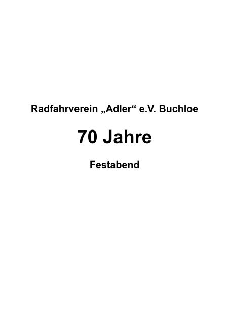 70 Jahre - Radfahrverein Adler Buchloe eV