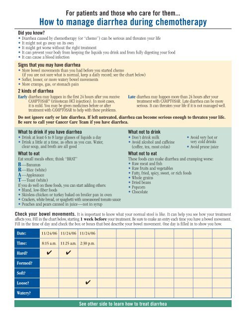 How to manage diarrhea during chemotherapy - PfizerPro