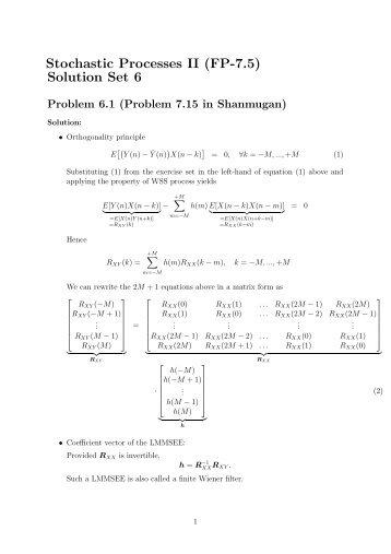 Stochastic Processes II (FP-7.5) Solution Set 6