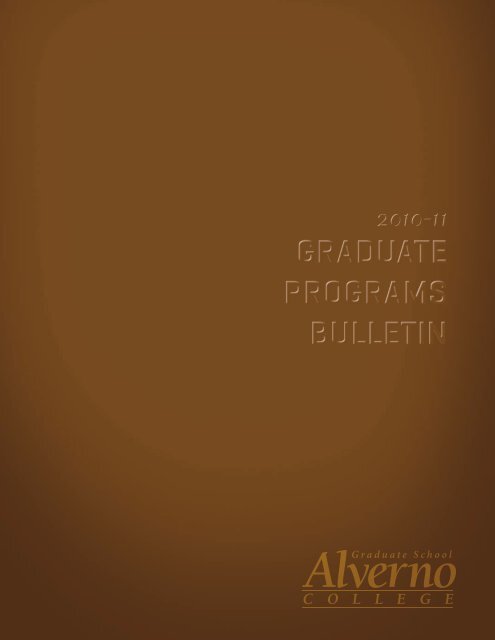 graduate programs bulletin graduate programs ... - Alverno College