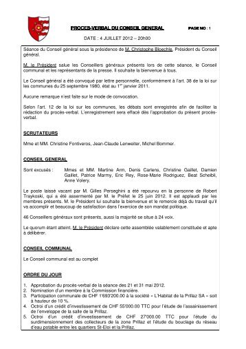 PROCES-VERBAL DU CONSEIL GENERAL ... - Estavayer-le-Lac