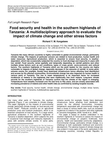 food security a ... highlands of tanzania.pdf - Sokoine University of ...