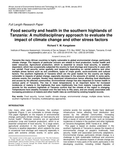 food security a ... highlands of tanzania.pdf - Sokoine University of ...