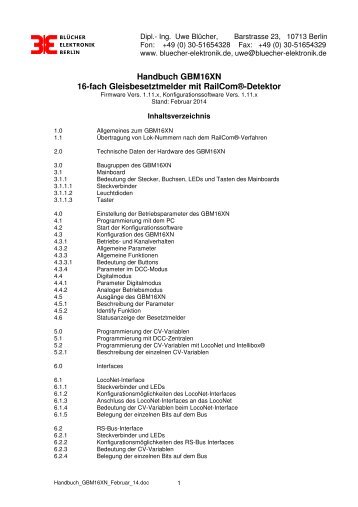 Handbuch des GBM16XN Software-Version ... - Blücher Elektronik
