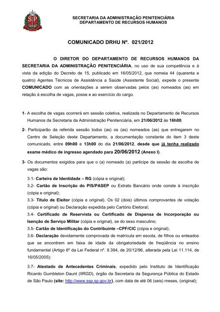 Atestado Antecedente Criminais Secretaria Segurança Pública SP SSP/SP