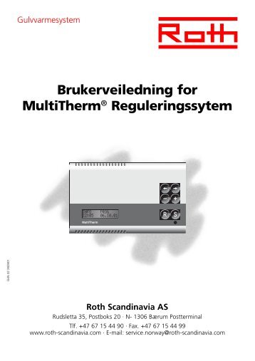 Brukerveiledning for MultiTherm® Reguleringssytem - Roth