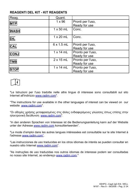 CagA IgG EIA WELL REF K6HPG - Radim S.p.A.