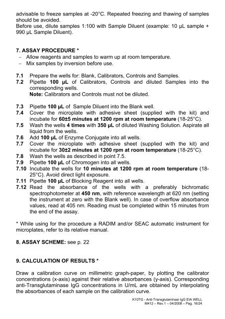 Anti TRANSGLUTAMINASI IgG EIA WELL R REF - Radim S.p.A.