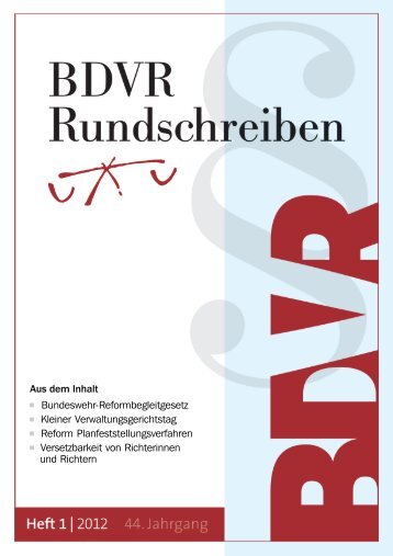 Aus dem Inhalt Bundeswehr-Reformbegleitgesetz Kleiner - BDVR