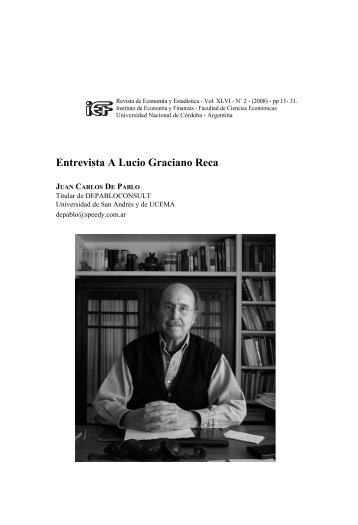 Entrevista A Lucio Graciano Reca - Instituto de EconomÃ­a y ...