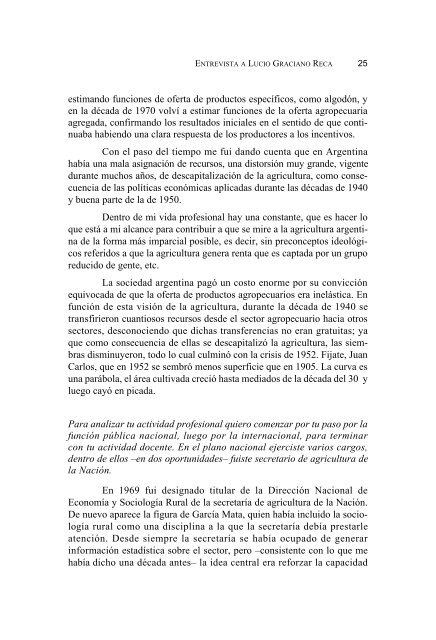 Entrevista A Lucio Graciano Reca - Instituto de EconomÃ­a y ...