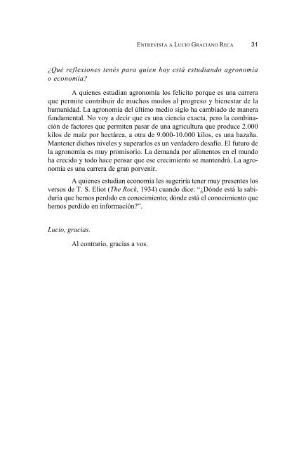 Entrevista A Lucio Graciano Reca - Instituto de EconomÃ­a y ...