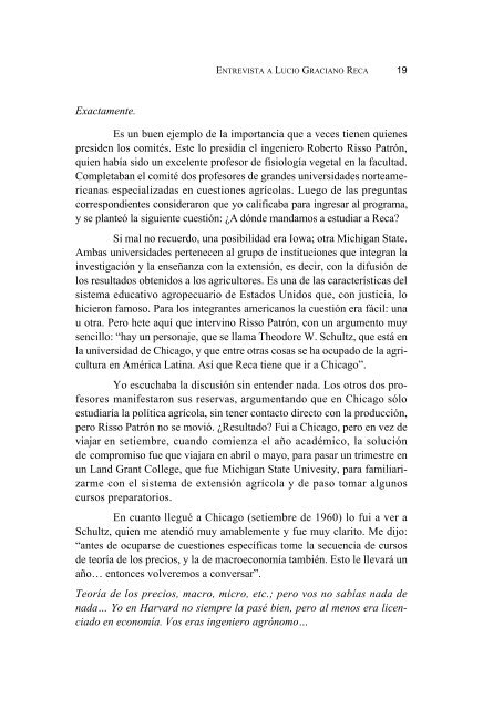 Entrevista A Lucio Graciano Reca - Instituto de EconomÃ­a y ...