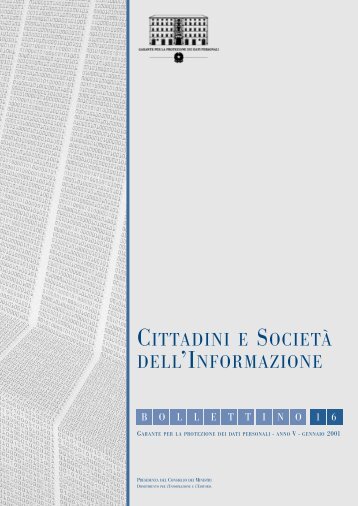 Bollettino n. 16 - Gennaio 2001.pdf - Garante per la Protezione dei ...