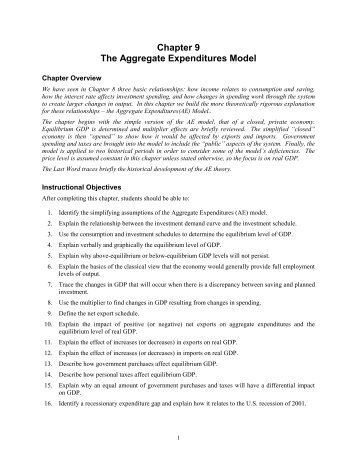 Chapter 9 The Aggregate Expenditures Model