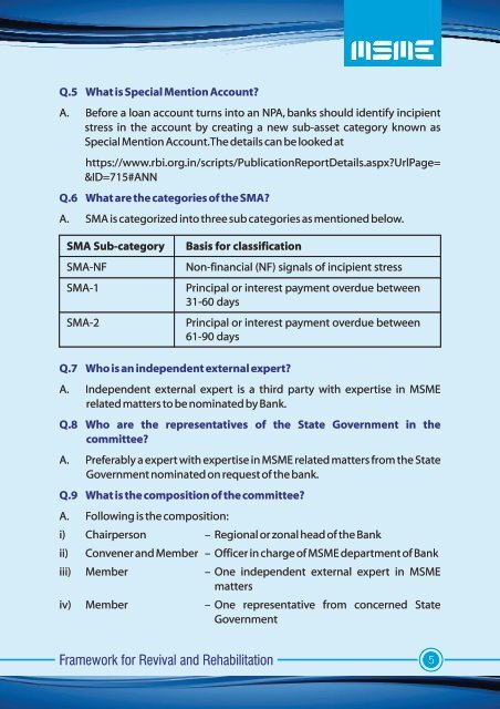 Framework for Revival and Rehabilitation of MSME