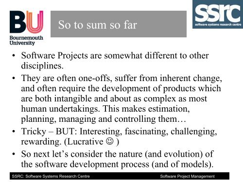 Software Project Management: - School of Design, Engineering, and ...