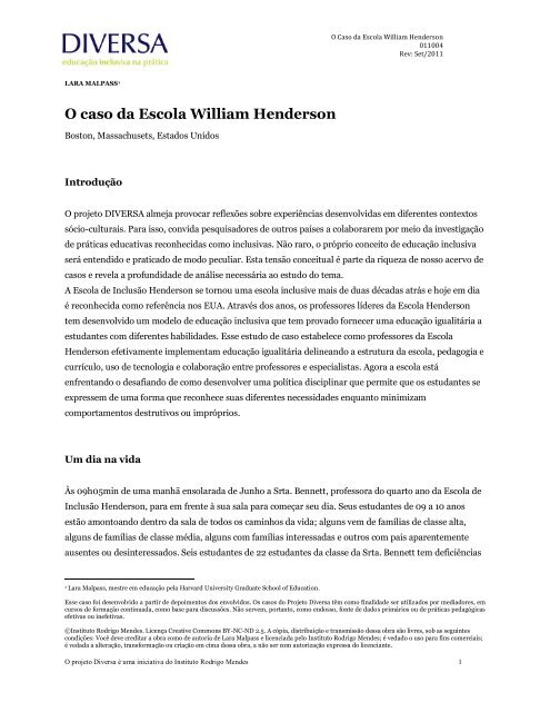 O caso da Escola William Henderson - DIVERSA | EducaÃ§Ã£o ...