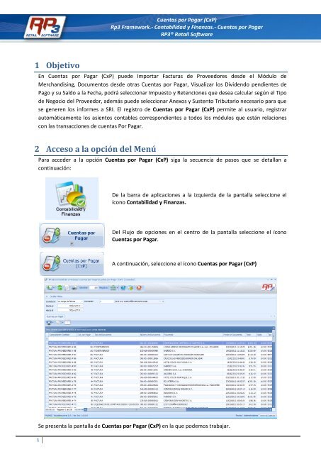 Cuentas por Pagar (CxP) - RP3 Retail Software