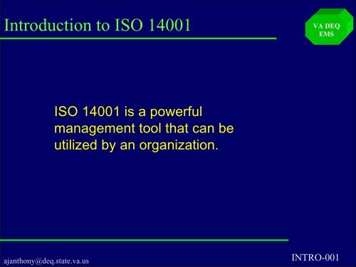 Introduction To ISO 14001