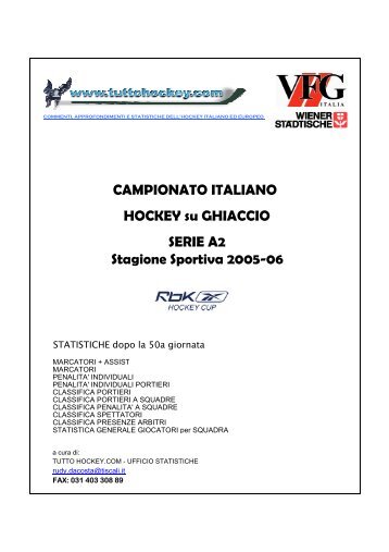 Serie "B" 05-06: Statistiche di tutto il campionato - Tuttohockey