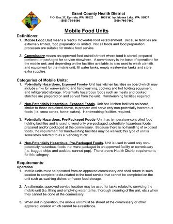 Additional requirements for mobile food units: - Grant County Health ...