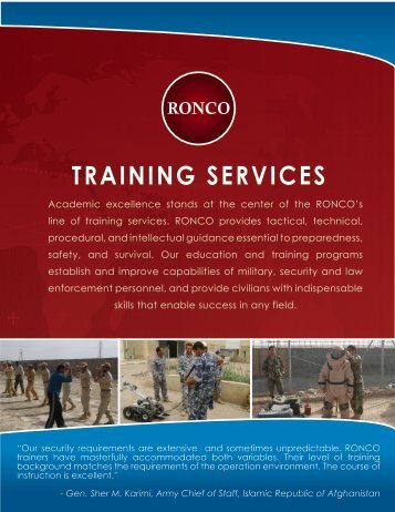 TRAINING SERVICES - RONCO Consulting Corporation