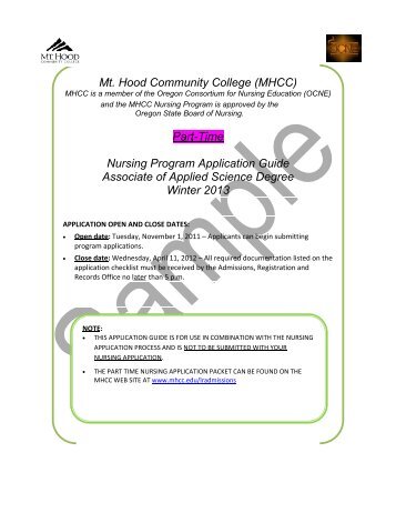 Mt. Hood Community College (MHCC) Part-Time Nursing Program ...