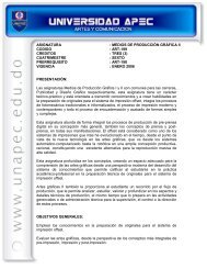 medios de producciÃ³n grÃ¡fica ii codigo - Universidad APEC