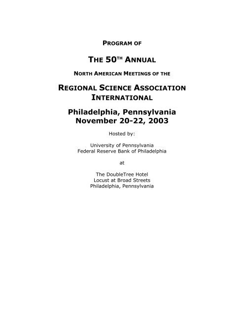 Final Program (PDF) - North American Regional Science Council