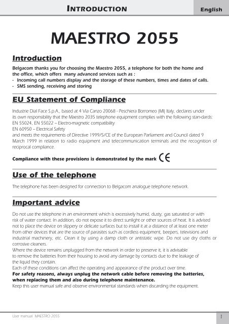 Maestro 2055 - Help and support - Belgacom