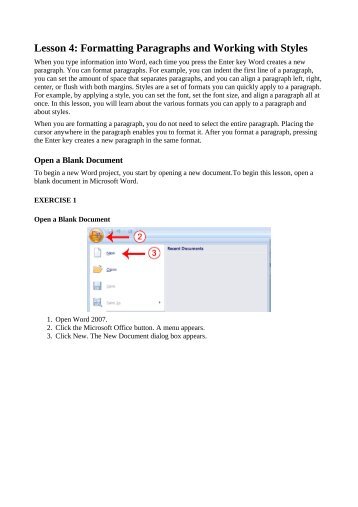 Lesson 4: Formatting Paragraphs and Working with Styles