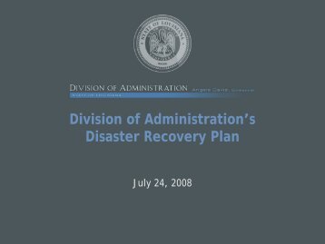 DOA Disaster Recovery Plan Presentation - Division of Administration
