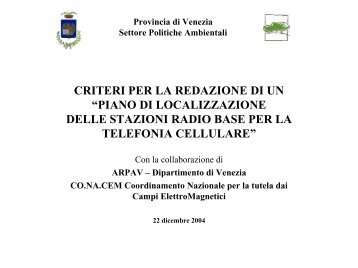 piano di localizzazione stazioni radio base per telefonia cellulare