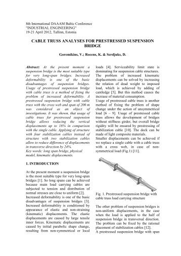 cable truss analyses for prestressed suspension bridge